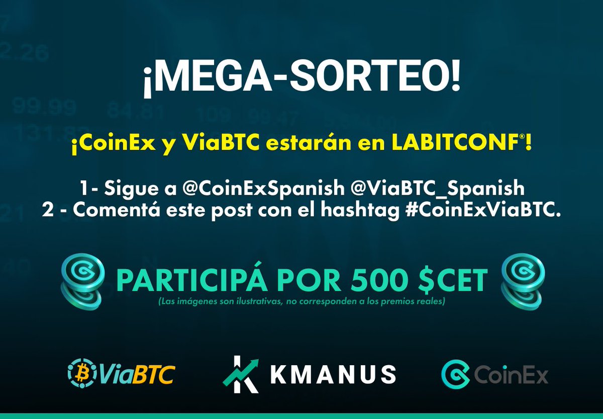 ¡<a href="/CoinEx/">coinee</a> y <a href="/ViaBTC/">ViaBTC</a> estarán en LABITCONF!
 
🏆Sorteo 500 $CET (aprox 50 usd). El token acaba de alcanzar su ATH recientemente en 2024

Para participar:

✅ Seguir a <a href="/CoinExSpanish/">CoinEx Spanish</a> <a href="/ViaBTC_Spanish/">ViaBTC Spanish</a>

✅ Comentar con el hashtag #CoinExViaBTC

El ganador será anunciado el próximo