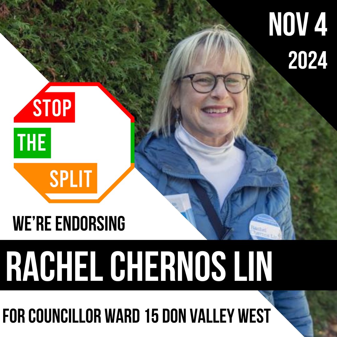 ⚪️ We’re endorsing <a href="/rchernoslin/">Rachel Chernos Lin</a> for Ward 15 Don Valley West to #UniteTheVote and #StopTheSplit on November 4!

#cdnpoli #onpoli #topoli