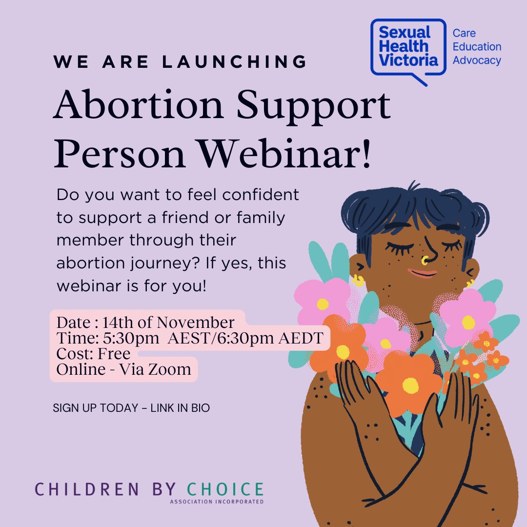 Please join us on the 14th of November at 5:30pm AEST 6:30pm AEDT for our 101 on supporting someone to access an abortion. This webinar is for everyone and is completely free!

Link in bio or can be found here - events.humanitix.com/copy-of-aborti…