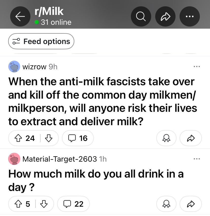 byrobot's tweet photo. Milk Reddit is great https://t.co/GAQSt0jhIv