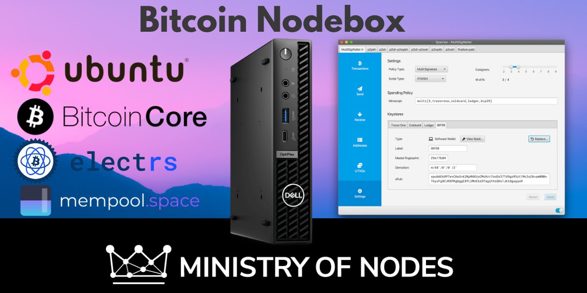 Ministry of Nodes (@ministryofnodes) on Twitter photo 🚨Ministry of Nodes Bitcoin Nodebox🚨
Available for purchase @ shop.ministryofnodes.com
- Refurbished Dell Optiplex
- i5 processor
- 8GB RAM
- 2TB SSD (new)
- ubuntu server 24.04, bitcoind, electrs, mempool
- 6 minute easy setup video below
- Plug & play, get on with your day. 🚨Ministry of Nodes Bitcoin Nodebox🚨
Available for purchase @ shop.ministryofnodes.com
- Refurbished Dell Optiplex
- i5 processor
- 8GB RAM
- 2TB SSD (new)
- ubuntu server 24.04, bitcoind, electrs, mempool
- 6 minute easy setup video below
- Plug & play, get on with your day.
