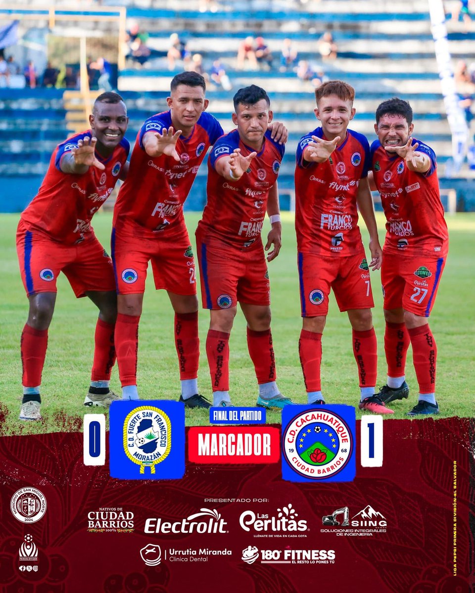 Victoria, liderato y clasificación.
Con gol de Alexander Hernández Márquez lo ganamos en El Correcaminos, C.D. Fuerte San Francisco 0-1 C.D. Cacahuatique