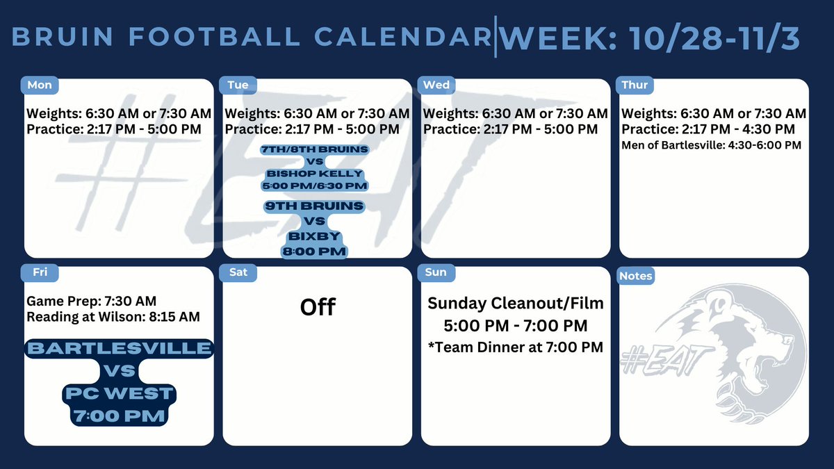 Weekly Schedule
#EAT