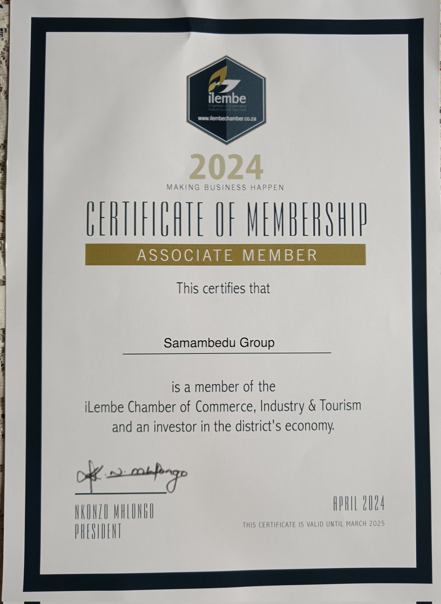 slomokte's tweet photo. A member of ILembe Chamber of Commerce https://t.co/U30Wg64vDG