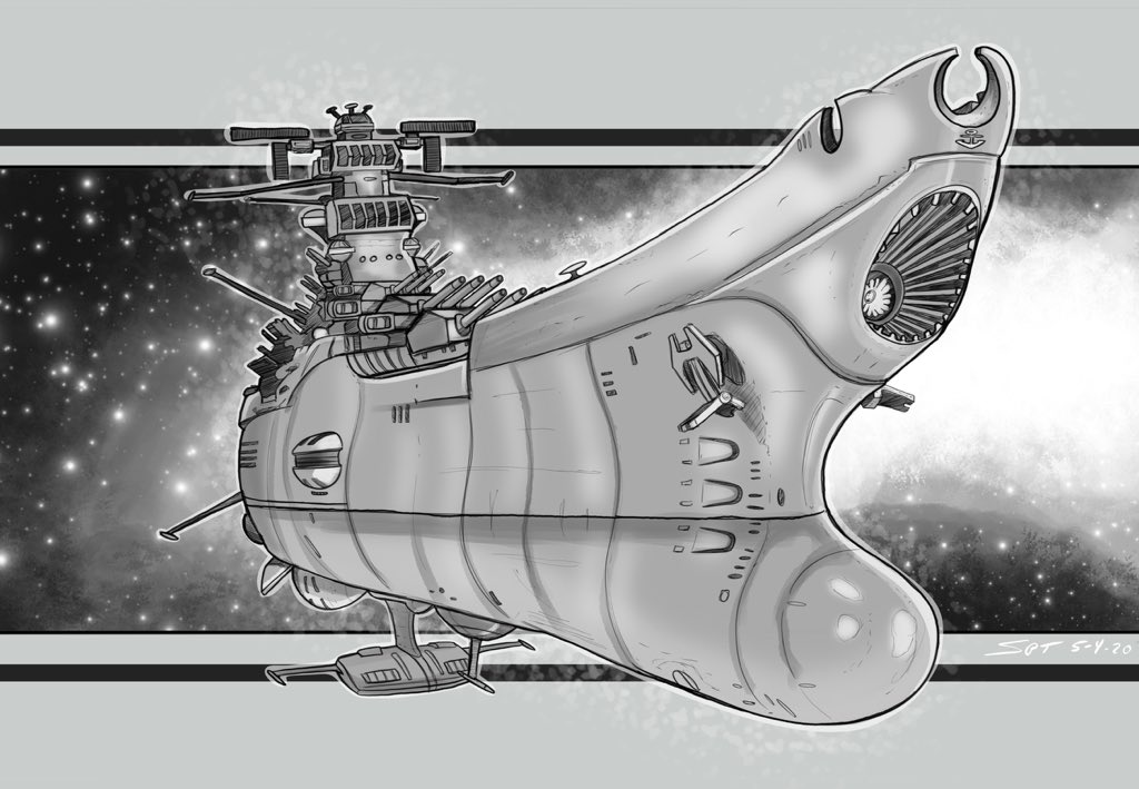 SeanTourangeau's tweet photo. Looking at these two images I can hear the theme songs in my head. #spacebattleshipyamato #starblazers #gamilons #gamilas https://t.co/wTnyT2vark