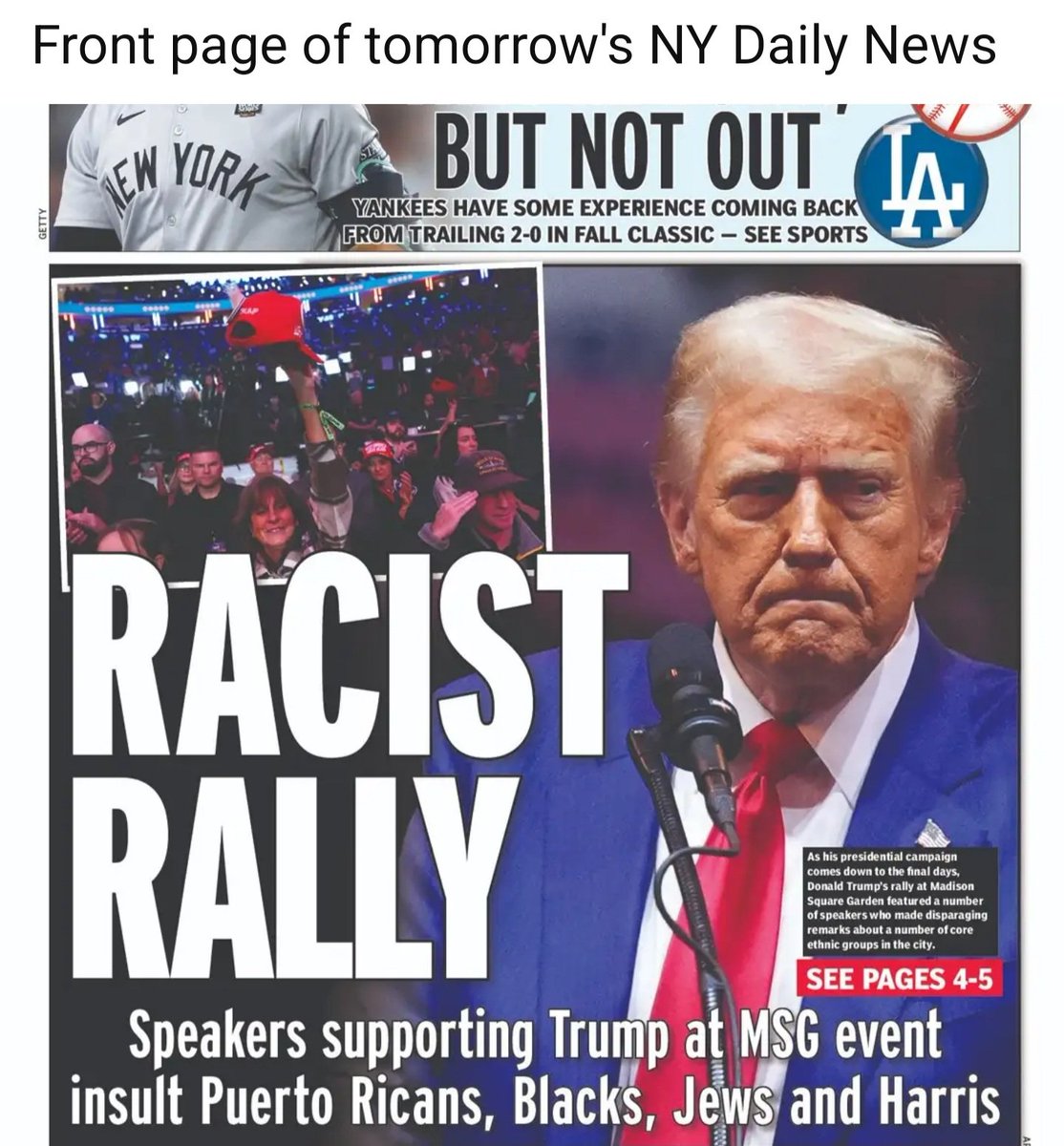 raggapegs's tweet image. The Republican Party Rally. Check that! The Nazi Rally at Madison Square Garden has to be the most putrid event that I've ever witnessed. Disgusting!
#TrumpRally
#KamalaHarris2024