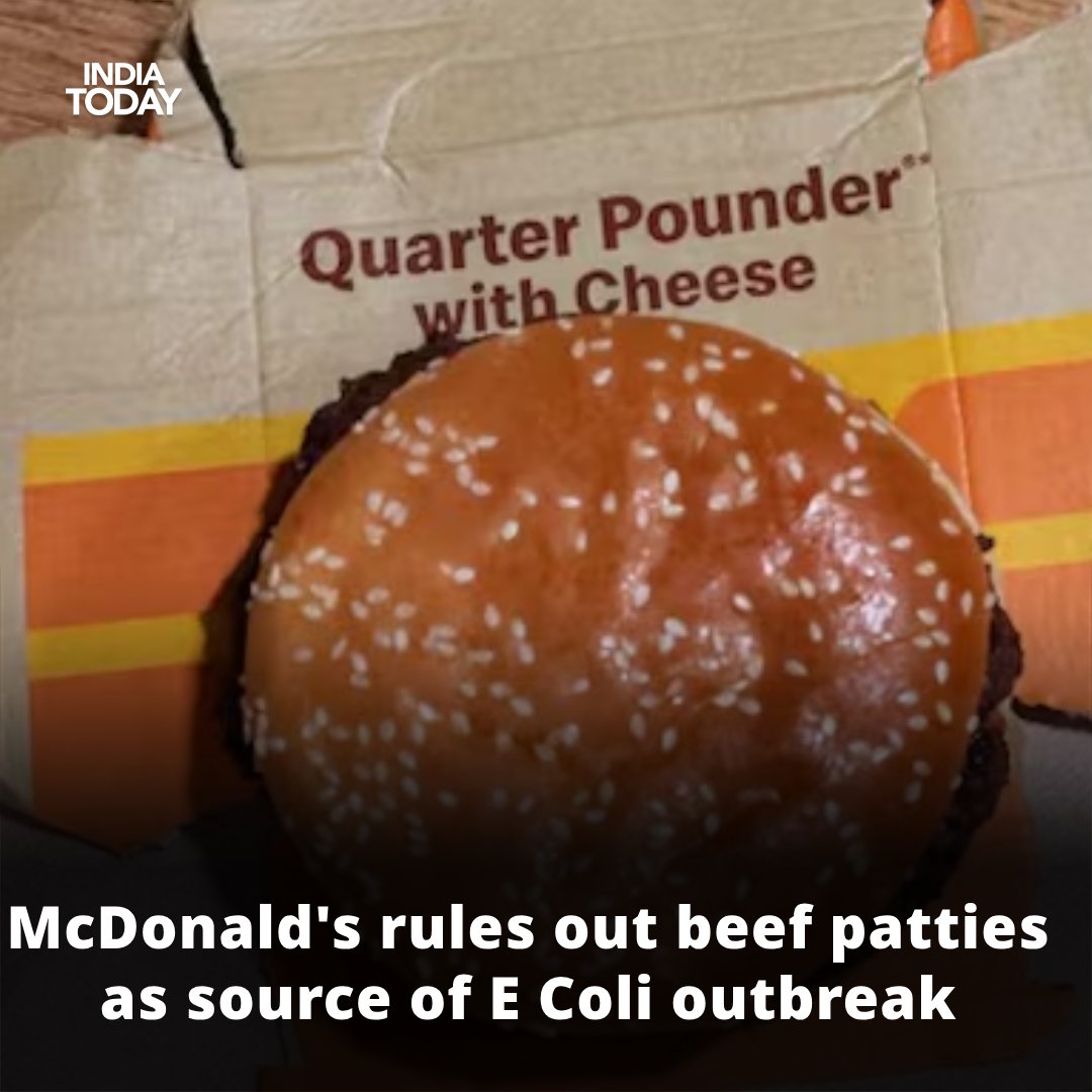 IndiaToday's tweet photo. The Colorado Department of Agriculture said that all subsamples from multiple lots of McDonald's brand fresh and frozen beef patties had tested negative for E Coli.
Read more: https://t.co/kfduZ6FHWy
#McDonalds #EColi #EColiOutbreak #ITCard https://t.co/KGHsL1jDbK