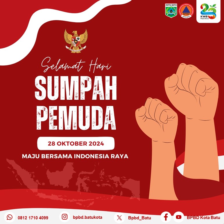Selamat Hari Sumpah Pemuda Ke 96
28 Oktober 2024
*Maju Bersama Indonesia Raya*

Mari kita berikan dedikasi tanpa batas demi terciptanya persatuan dan semangat kebersamaan untuk mewujudkan Indonesia Tangguh, Indonesia Jaya 🇲🇨
#HariSumpahPemuda2024 #SalamTangguh #SalamKemanusiaan