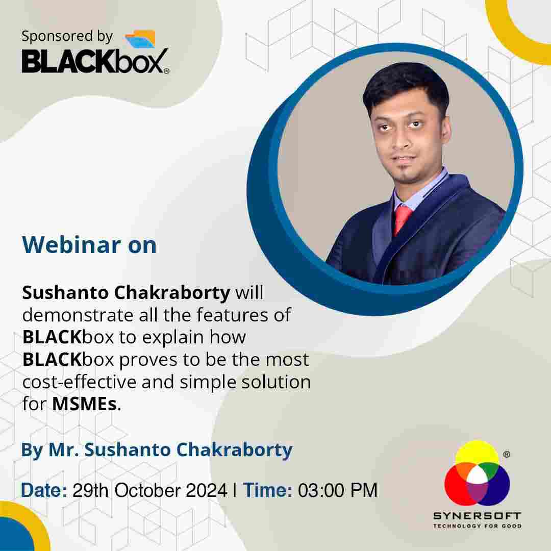 SynersoftTech's tweet image. Join us on 29th October to learn cost-effective, secure IT solutions for MSMEs! Discover BLACKbox features like data loss prevention, secure WFH, USB/email restrictions, and more.

🕒 3:00 PM  
🔗 synersoft.in/webinars/29thO…

#BLACKbox #DataSecurity #MSMESolutions  #CostEffective