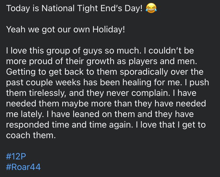 MJCoachRocc's tweet photo. #NATIONALTIGHTENDSDAY
#12P
#13P
#14P https://t.co/oNz8jSJLs9