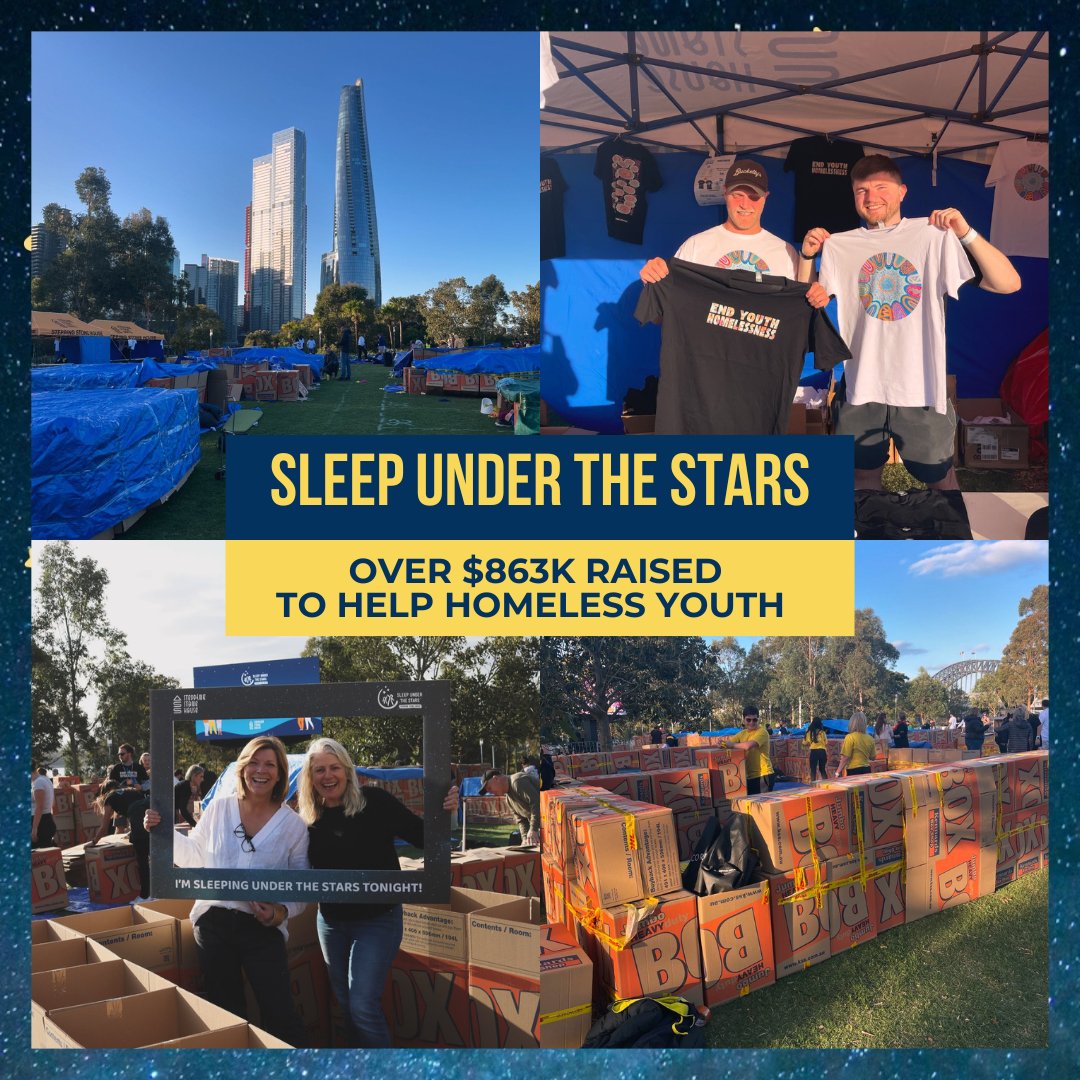 GoFundraise's tweet image. Last Friday, 460 amazing participants came together for Sleep Under The Stars, making an incredible difference for Stepping Stone House and raising $863k to support young Australians experiencing homelessness.
It’s not too late to support: sleepunderthestars.com.au/cms/donate