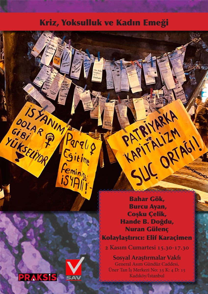 📢 Kriz Yoksulluk ve Kadın Emeği sayımızın tanıtımı için düzenlediğimiz etkinliğe  ilgilenen herkesi bekliyoruz...

📆 2 Kasım Cumartesi ⌚ 15.30

📍 Sosyal Araştırmalar Vakfı