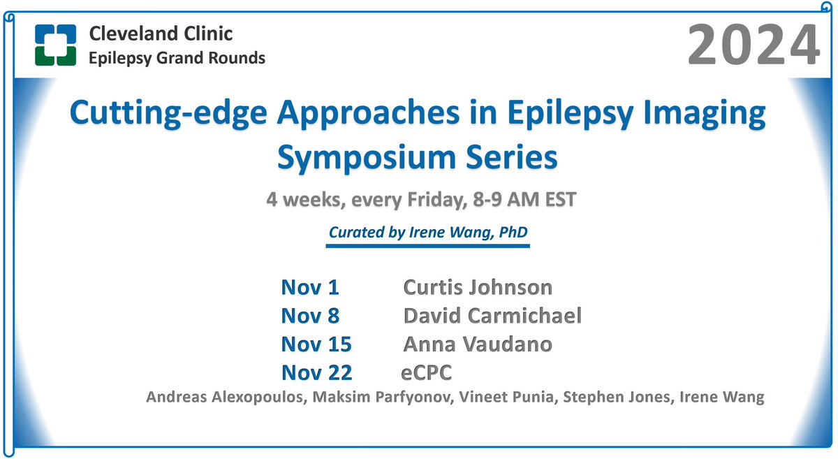📣Mark your calendar for our exciting imaging symposium series! Links and topics will be annouced every week! #CCepiGR #CleClinicNeuro #NeuroTwitter #epilepsysurgery