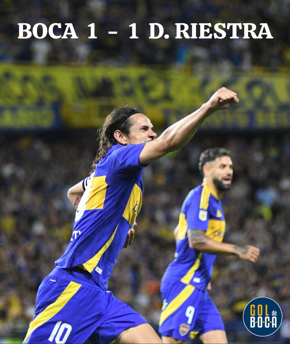 FINAL DEL PARTIDO 1 - 1 ⚽️

Empate en #LaBombonera ante Dep. Riestra.
#Cavani (78')  y B. Sánchez (15') los goles.

Hoy #Boca perdió otra chance de sumar de a 3 para acercarse a la zona de  #Libertadores y el próximo domingo vs Lanus de visitante habrá otra chance.

#daleboca