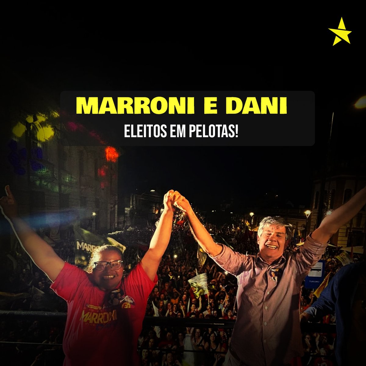 Parabéns aos companheiros e companheiras do time do Lula em Pelotas (RS) e Fortaleza (CE) que venceram este segundo turno! A luta vale a pena! Ninguém faz nada sozinho, até a vitória sempre!

<a href="/fernandomarroni/">Fernando Marroni</a> 
<a href="/EvandroLeitao/">Evandro Leitão</a>