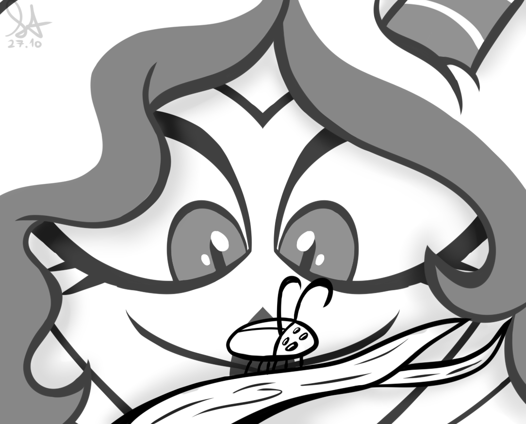 StellaArti17923's tweet image. So "Bugs" was today's prompt and I decided to try something new. A sketch with only key parts colored in grey...also I did a Bluey reference with an OC because why not?

Little Neisha (OC) found a bug in the garden of the orphanage

#Helltober #HelluvaBoss