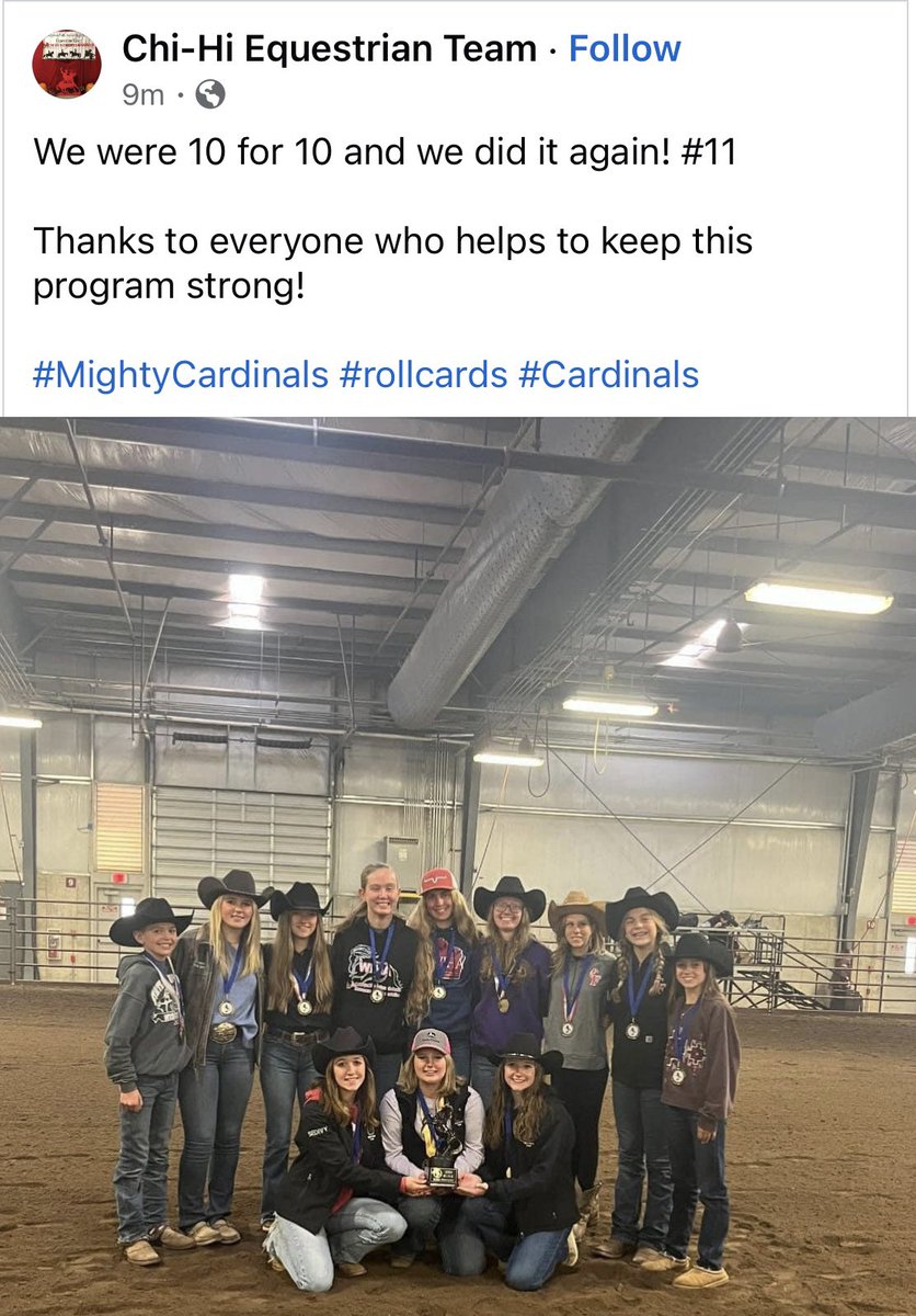 Congratulations to our Equestrian Team!!! 11 State Titles in a row!!! 🏆🐴👏#youcantbeatthem #mightycardinals