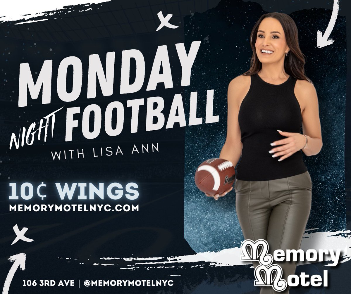 thereallisaann's tweet image. Can’t wait for tomorrow night! 🏈🔥 Catch me at @memorymotelnyc NYC for Monday Night Football all season long. 🔥🗓️ The games are intense, the food is on point &amp;amp; the atmosphere is unbeatable. #MondayNightFootball #GameDayGoals #MemoryMotel  #NYC