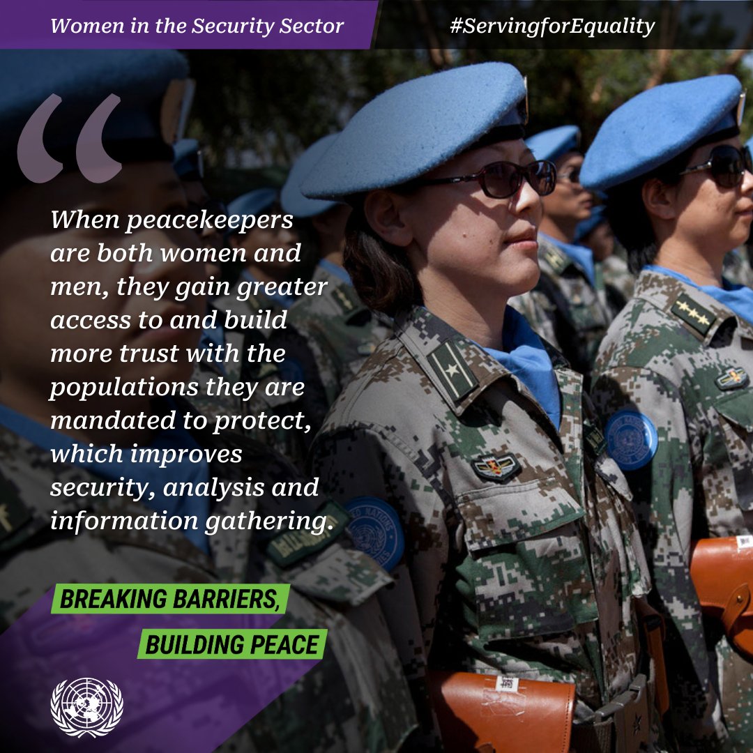 UN_SSR's tweet image. When peacekeepers are both women and men, they gain greater access to and build more trust with the populations they are mandated to protect, which improves security, analysis and information gathering.

bit.ly/4f447F8

#WomenInDefenceReport #Servingforequality