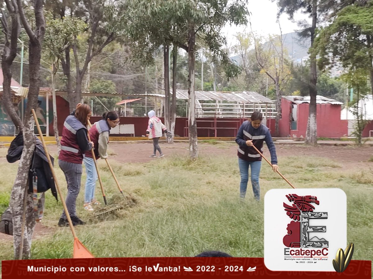 STEcatepec's tweet photo. El día de ayer servidores públicos se reunieron en el parque Bicentenario Siervo de la Nación para realizar una jornada de limpieza en el lugar y continuar con la recuperación de espacios en todo Ecatepec. https://t.co/fzQQI8Nk2k