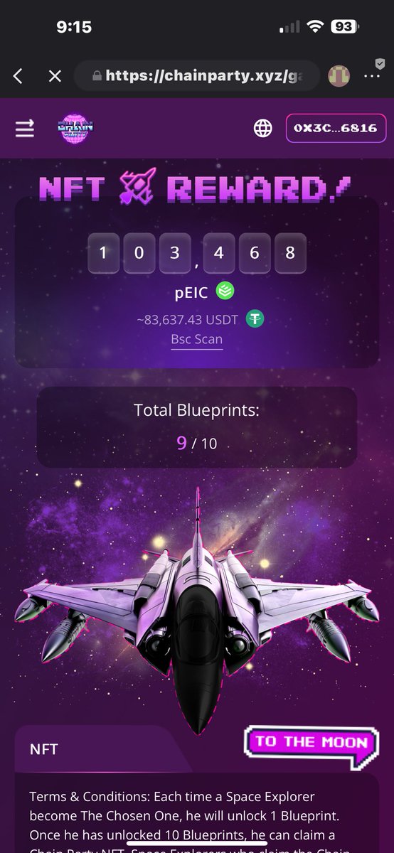 One step more to the NFT HOLDER of Chain Party to be the share holder!
Lucky! Hopefully today. 10 times the chosen one can get the NFT! @ChainPartyXYZ 
Try in dapp bnb chain.
#play2earn 
chainparty.xyz/referral?refer…