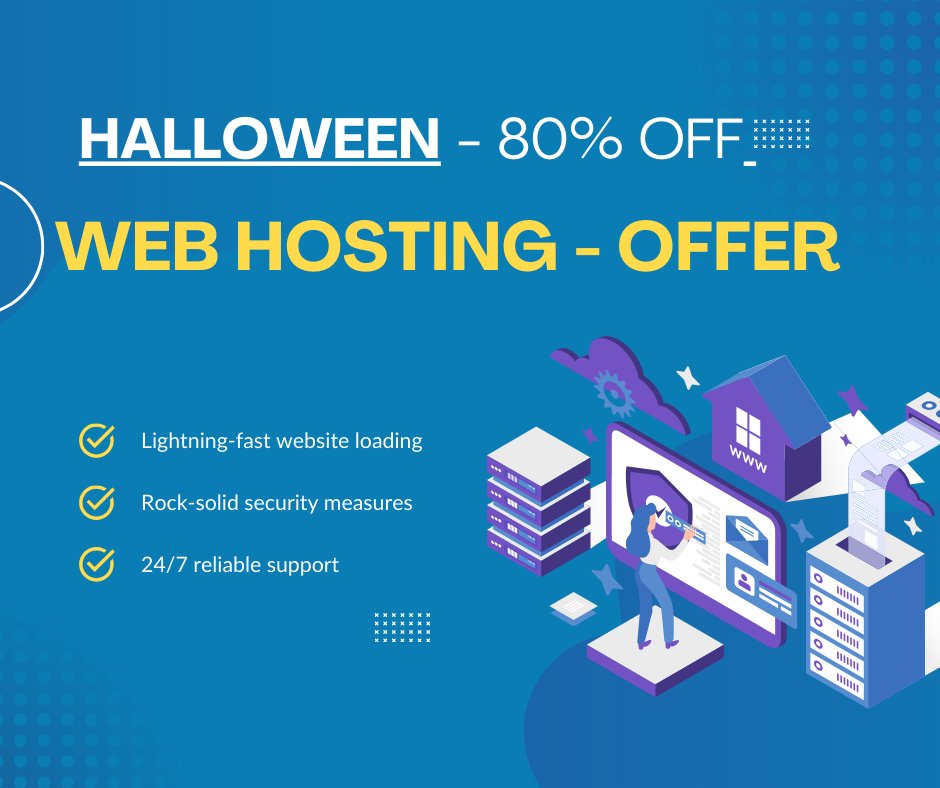 KiTekGroup's tweet photo. HALLOWEEN 80% OFF - WEB HOSTING DEALS
📷 80% OFF All Shared Hosting Plans
– an unbelievable price for premium hosting. 

https://t.co/uhOYAXEfnV

#webhosting #blogging #seo #hosting #georgelopez #Nazirally #MadisonSquareGarden #Trump2024 #Trump2024Vance https://t.co/f9ptFsKSRa