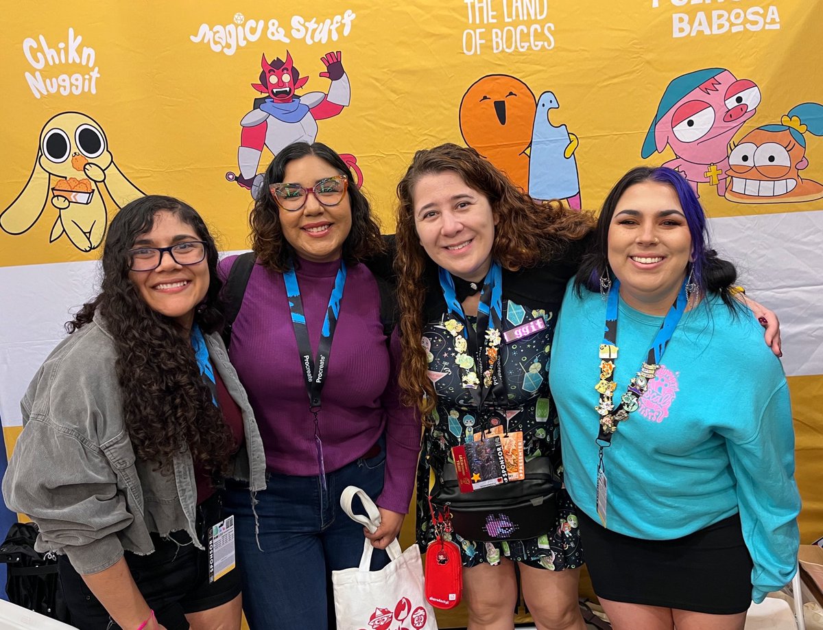Feliz de por fin conocer en persona al equipo de Buzzfeed Animation Lab!  Zee, Elisabeth, Kyra, ay... ¡todos! (<a href="/chikn_nuggit/">Chikn Nuggit</a> <a href="/TheLandOfBoggs/">The Land of Boggs</a> <a href="/puerco_y_babosa/">Puerco y Babosa</a> ) Les amo y estoy agradecida por toda confianza en el equipo de <a href="/atomicpenguinCA/">Atomic Penguin</a> 💜 MUCHAS gracias. 💜
