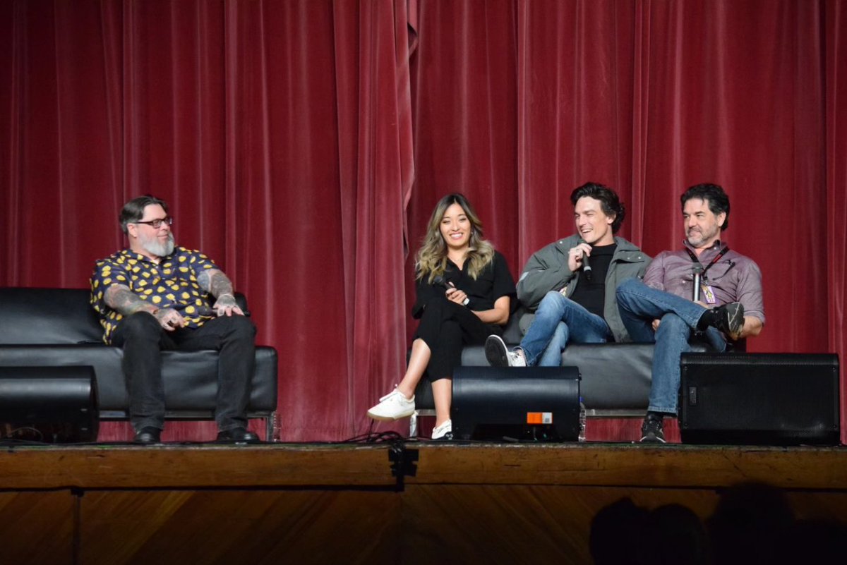 Armageddonexpo's tweet photo. Stoked to have this golden trio of animation and adaptions on the #springeddon stage โค๏ธ the amazing Yvonne Chapman (Avatar: The Last Airbender live action), Steven John Ward (One Piece live action), and John Gremillion (One Piece anime), are chatting with fans! https://t.co/v7omUDgz9s