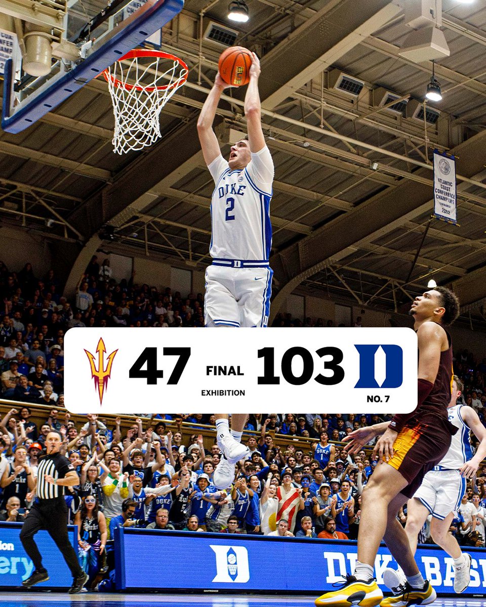 SportsCenter's tweet photo. NO. 7 DUKE PUT ON A SHOW AGAINST ARIZONA STATE IN THEIR EXHIBITION GAME 😳 

@accnetwork https://t.co/sTvumXfVKe
