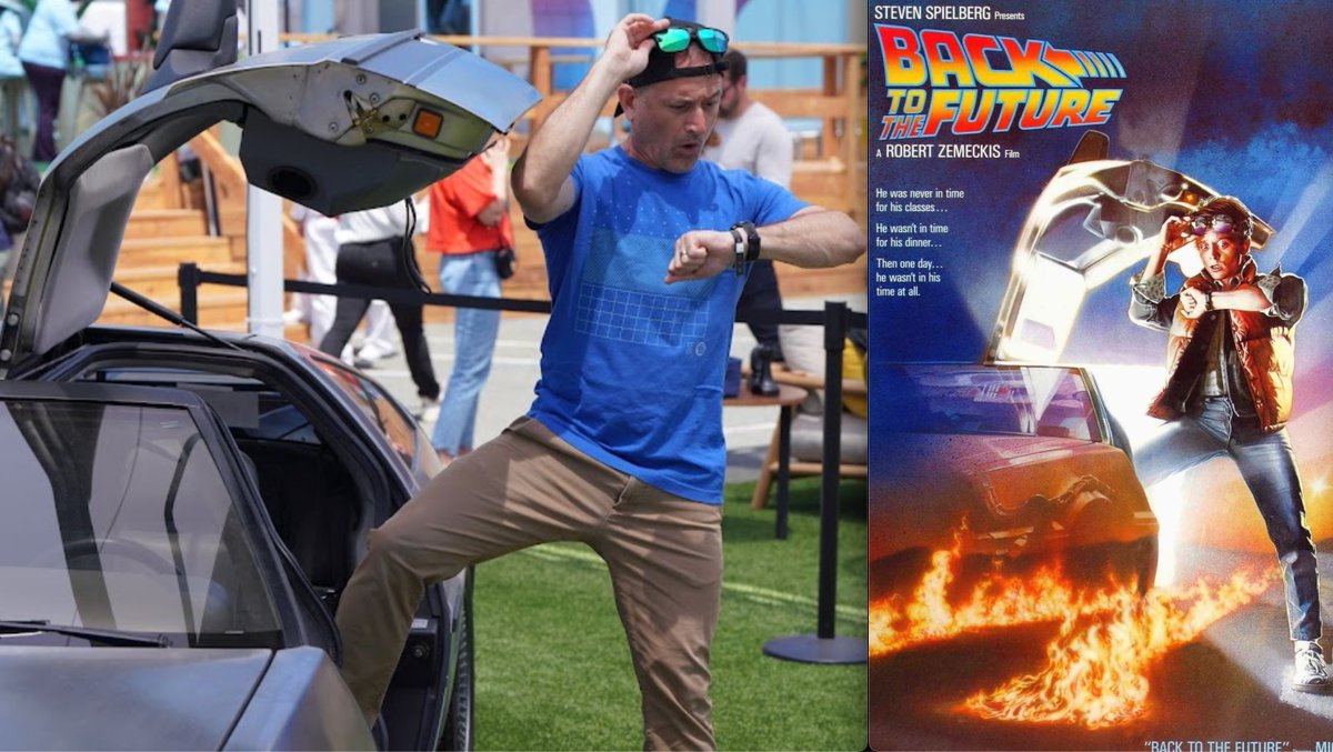 When you're in the presence of a #DeLorean, you *have* to try to re-create the movie cover! 📸
#BackToTheFuture
