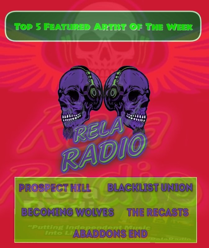 RelaRadio's tweet photo. Join Us. Tomorrow night Mon., Oct.28, 2024 at 7pm (CT).
Rela🔝5 Featured Artist Of The Week: Prospect Hill, Becoming Wolves, Abaddon's End, Blacklist Union, The Recasts

https://t.co/wgQQIgYFsJ

#radioshow  #radio  #curtaincallrecords   #RelaRadio   #paulcrosbymanagement https://t.co/Y6YuEEkKGD