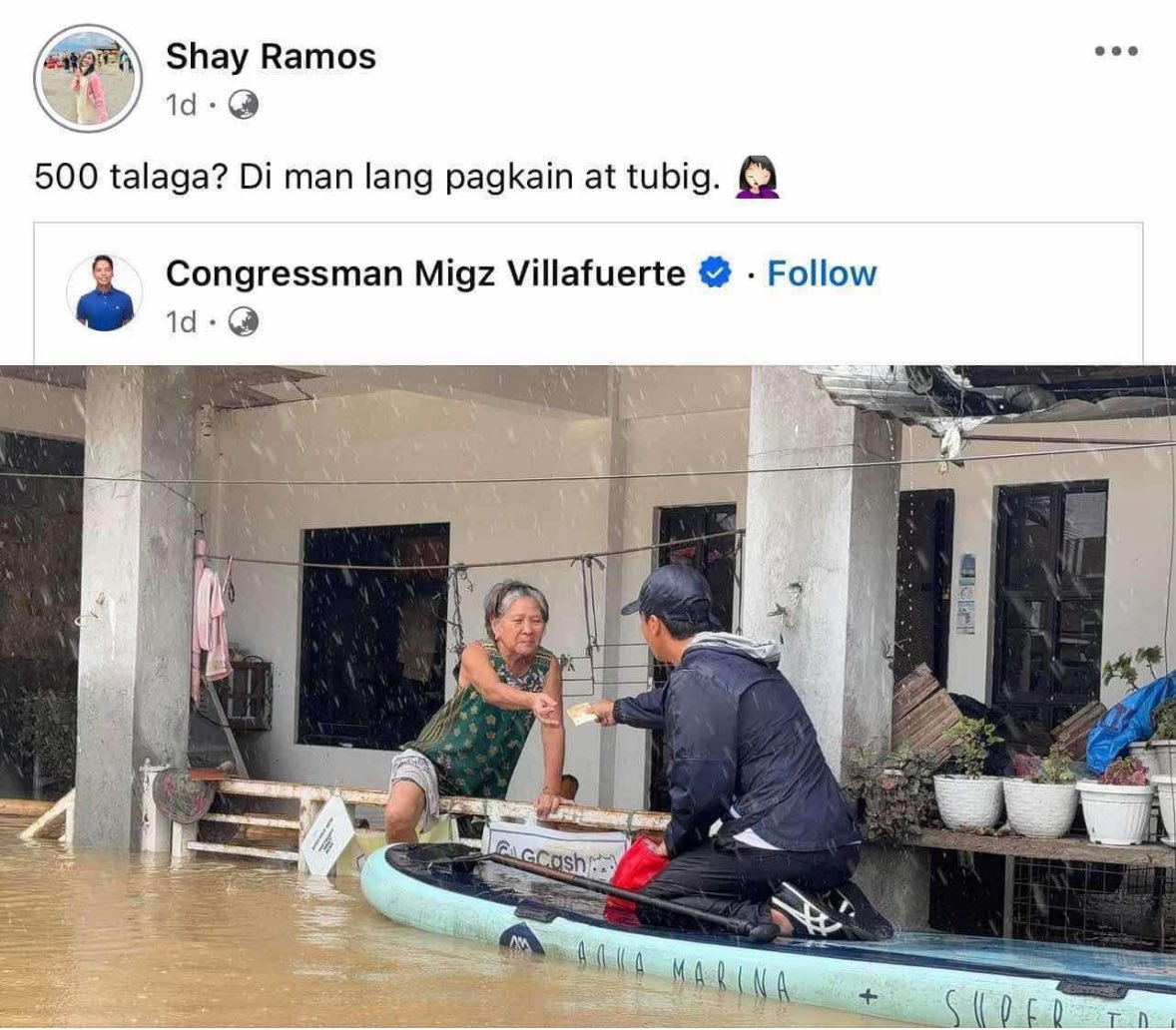 Sharing the whole post of Lray Villafuerte here kasi irita ako. The Villafuertes really are a breed of evil. Tatakbo kayo for PUBLIC SERVICE, tapos kung may criticism kayong makukuha, ibabato niyo yung BARE MINIMUM na nagawa niyo? Pinagmalaki mo pa yung reply mo sa messenger.