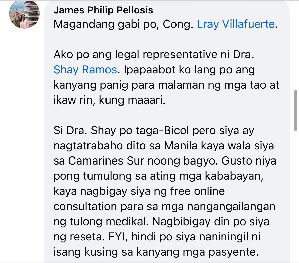 jaicabajar's tweet photo. A legal representative or Dr Ramos commented and clarified that Dr Ramos wasn’t reselling the medications as accused by Lray Villafuerte. Nakakahiya mga Villafuerte. https://t.co/6sqMjuSTjf