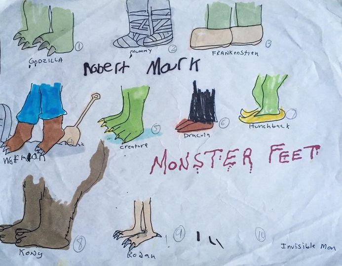 A long time ago I made this chart to help children identify what monster was chasing them if for some reason they could  ONLY see the monster's feet.