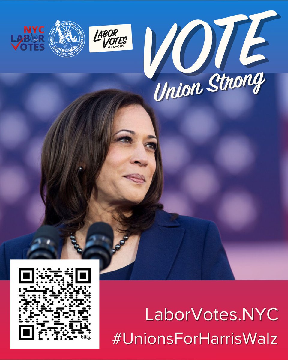 Use your voice to stand up for workers and their families. 

Vote #UnionStrong. 

👉 findmypollsite.vote.nyc

#UnionsForHarrisWalz
