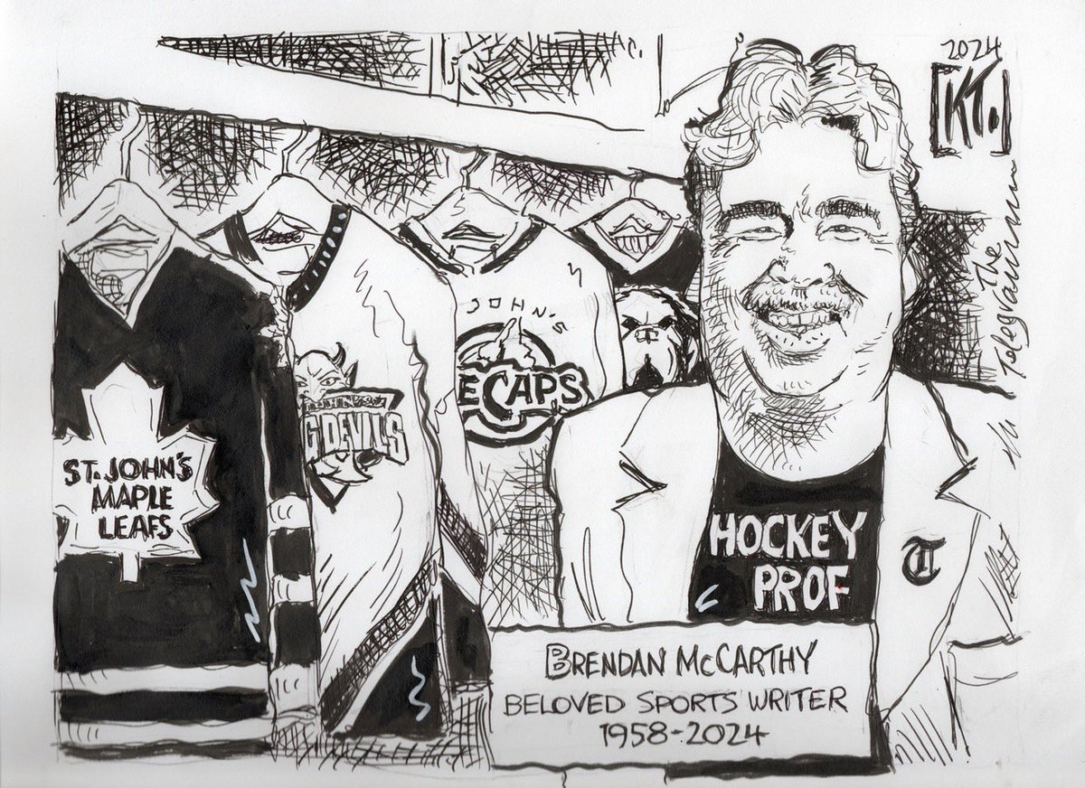 A gifted journalist with The Telegram for over 30 years, he was among the all-time greats. Brendan McCarthy passed away recently. Beloved sports writer and broadcaster. My tribute cartoon in this week’s <a href="/StJohnsTelegram/">The Telegram</a>