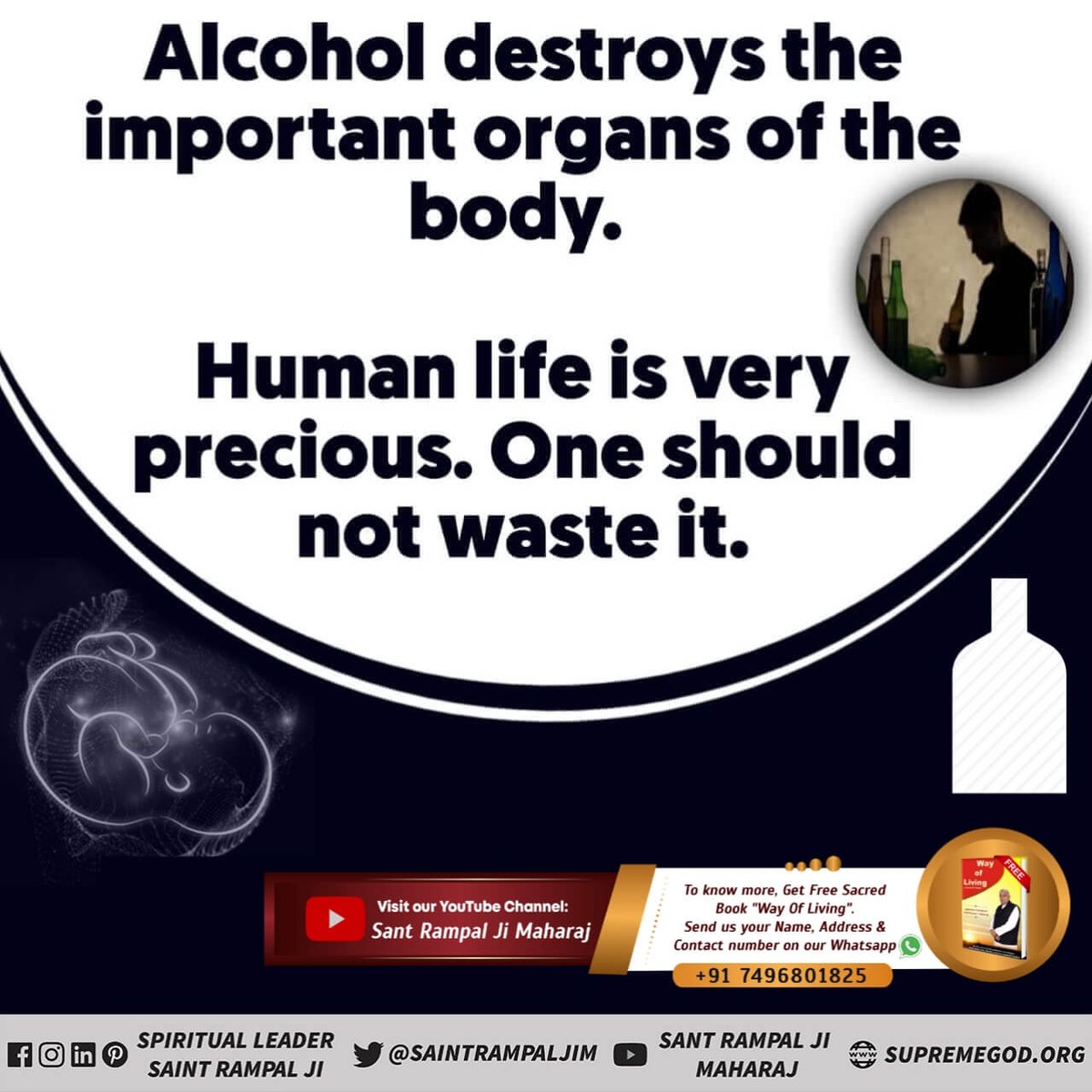 ManichandSah's tweet photo. Alcohol destroys the important organs of the body.

Human life is very precious. One should not waste it.
#नाशको_कारण_नशा
To know, Visit Sant Rampal Ji Maharaj YouTube Channel. https://t.co/pDDsa58vVw