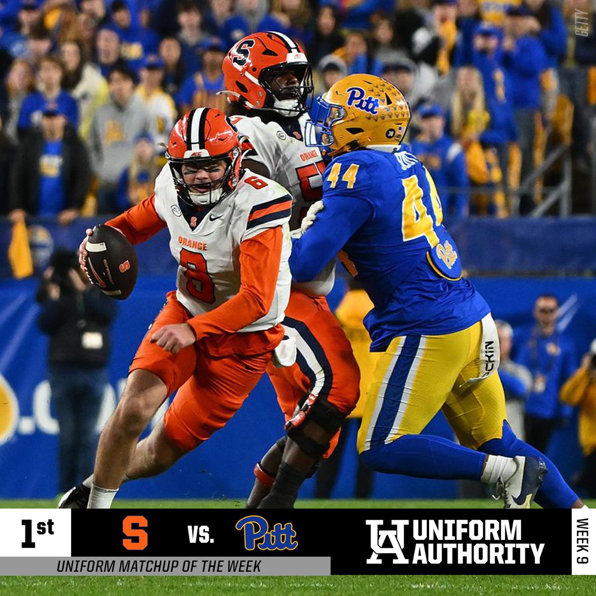 UniAuthority's tweet photo. #UniAuthority Week 9 Uniform Matchups of the Week:
3. @TexasFootball / @VandyFootball
2. @NDFootball / @NavyFB
1. @CuseFootball / @Pitt_FB
#UAWeek9 https://t.co/63OGUMBDmm
