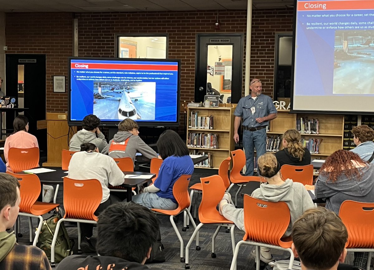 Special thanks to Mr. Jay McKinley from <a href="/EndeavorAir/">Endeavor Air</a> for speaking to our Freshman and CTE students this past week about the skills required and career opportunities in Aviation Flight and Mechanical Maintenance #CareerReady