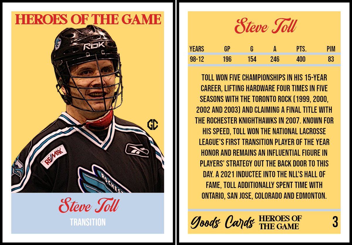LacrosseCards's tweet photo. Steve Toll, the first NLL Transition Player of the Year, is today's #NLL Hero of the Game! https://t.co/5bOChjfN4A