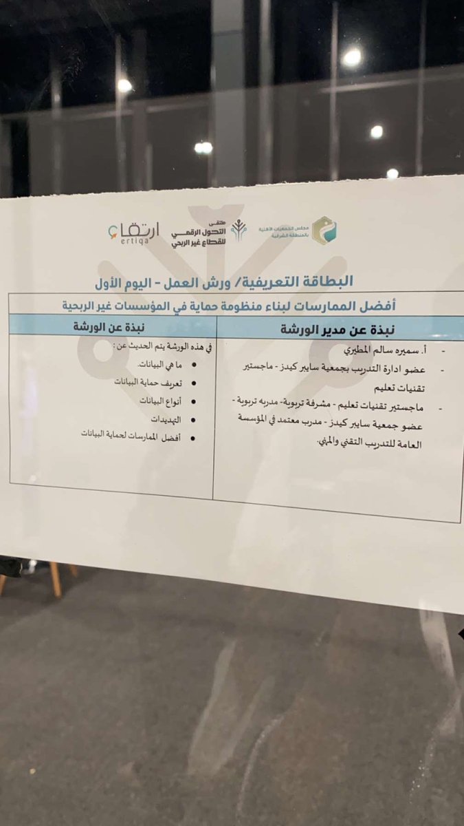 samsa821's tweet photo. تم تقديم ورشة عمل بعنوان " افضل الممارسات لبناء منظومة حماية في القطاع الغير ربحي " في ملتقى التحول الرقمي المقام في المنطقه الشرقيه https://t.co/RqMGShMGNX
