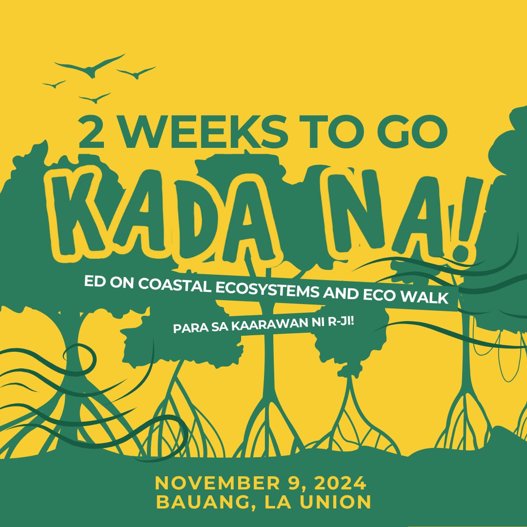MagiliwBB's tweet photo. Two weeks to go na lang, Purok Sais! 

"KADA NA!" Educational Discusison on Coastal Systems + Eco Walk Para sa Kaarawan ni Rji

Bauang Bakawan Eco Park, Bauang, La Union 

November 9, 2024 

Registration fee: P250 

Registere here: https://t.co/8zI1SiXDDV

Agkita-kita tayo amin! https://t.co/CRYBLYq8rD
