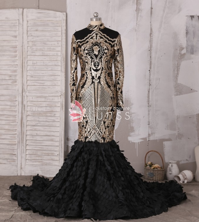 LunssCouture's tweet image. Black Gold Sleeved High Neck Mermaid Prom Dress with Long Leaf Train
"The dress was stunning, it came promptly and they responded to all questions before and prior to shipment. I will be ordering again."
#mermaiddress #highneck #leaf #blackgold #Lunss #custommadepromdress #review