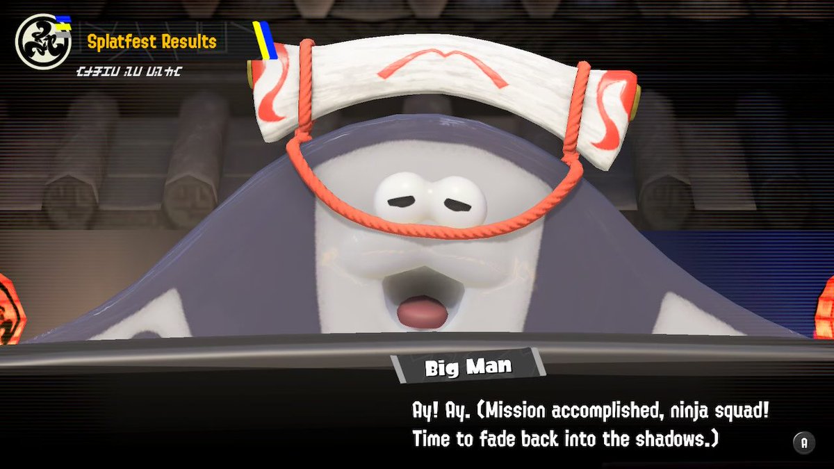 VenomPichu's tweet photo. We did it, #TeamNinja! We accomplished our mission! This #SplatFest sure was a big fight, but I still enjoyed myself. GGs to #TeamWizard and #TeamKnight. You all did great out there. And happy #Splatoween to everybody! Ninjas, return to base! 🥷😁

#Splatoon3 #NintendoSwitch https://t.co/O0bAzx1cXg