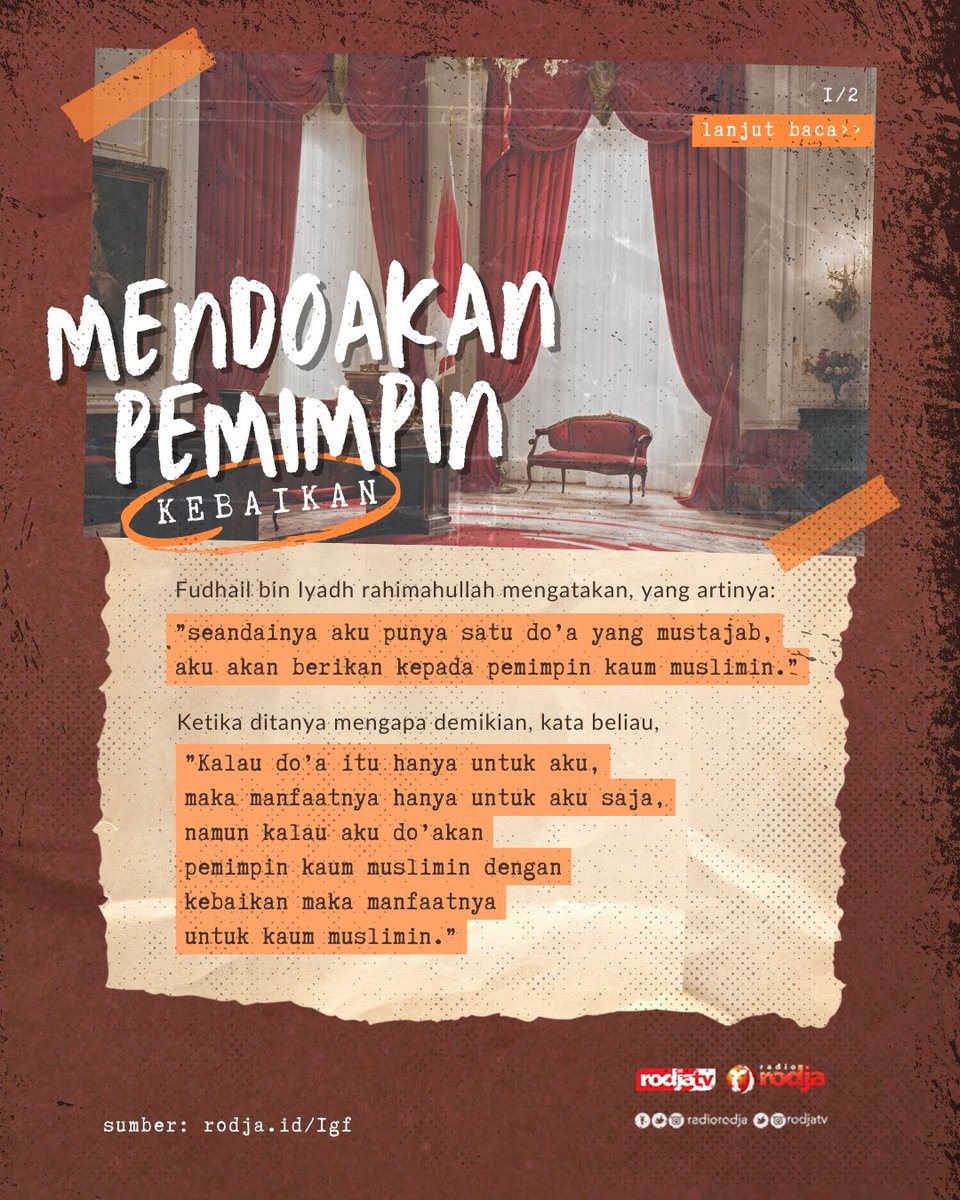 MENDOAKAN PEMIMPIN DENGAN KEBAIKAN
Selengkapnya: rodja.id/1gf