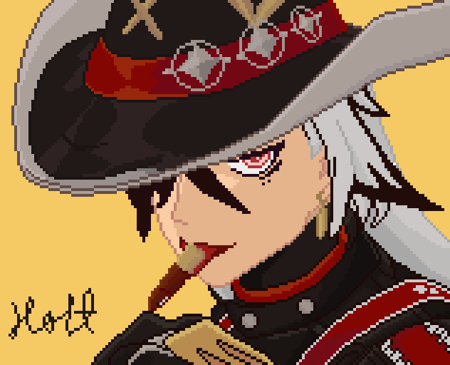 Holtonek's tweet photo. 🎩Pixel art practice🌟
#boothillHSR #HonkaiStarRail #pixelart https://t.co/BuOZcLCW15