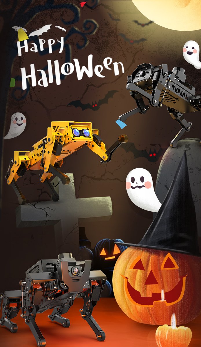 HiwonderSteam's tweet photo. 🎃 Get ready to scare this Halloween! 👻 Our exciting puppies are here to make your celebrations both fun and educational!
👉https://t.co/PLBkiJqexA
#Spookyseason #Halloween #SpookyTreats #LearnWithFun #robotdog #jetsonnano #Lidar #Bionicrobot #AI #inversekinematics #quadruped https://t.co/eYGRRqpLqG
