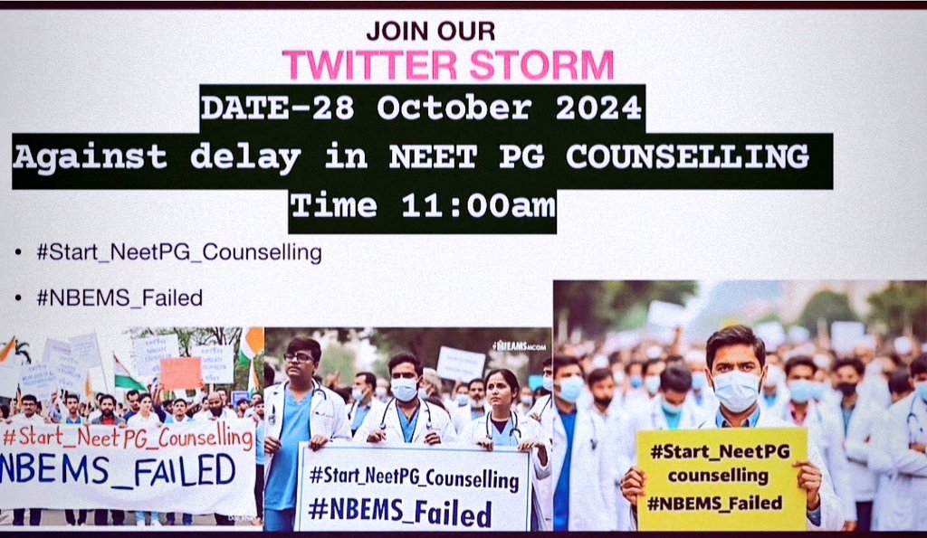 Vaibhav55863084's tweet photo. Join our twitter storm today
Agaist delay in neet pg counselling
Use these hashtags #Start_NeetPG_Counselling
#NBEMS_Failed
@NMC_IND @NbeIndia
@MoHFW_INDIA @JPNadda
@PMOIndia @ShashiTharoor @ANI @aajtak https://t.co/OgQVQCDp4S