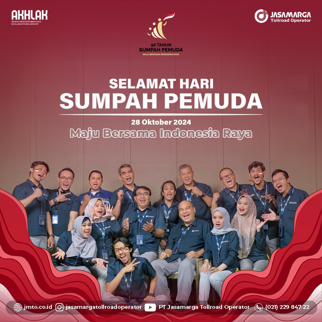 28 Oktober menjadi tonggak sejarah pemuda Indonesia untuk bersatu dalam satu tanah air, satu bangsa, dan satu bahasa. Mari teruskan semangat juang ini dengan kontribusi nyata untuk negeri!
Selamat Hari Sumpah Pemuda!
#SumpahPemuda
#Jasamargatollroadoperator