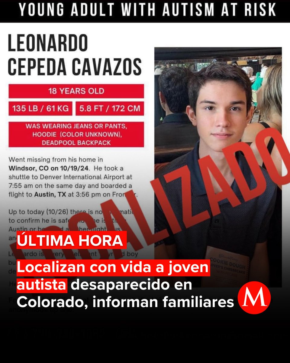MilenioMty's tweet image. Familiares informaron a través de redes sociales que el jovencito ya había sido localizado y estaba en buen estado de salud. 📲🙌

Checa los DETALLES aquí: mile.io/4hfJCHH

#MILENIO #Desaparecido #Localizado